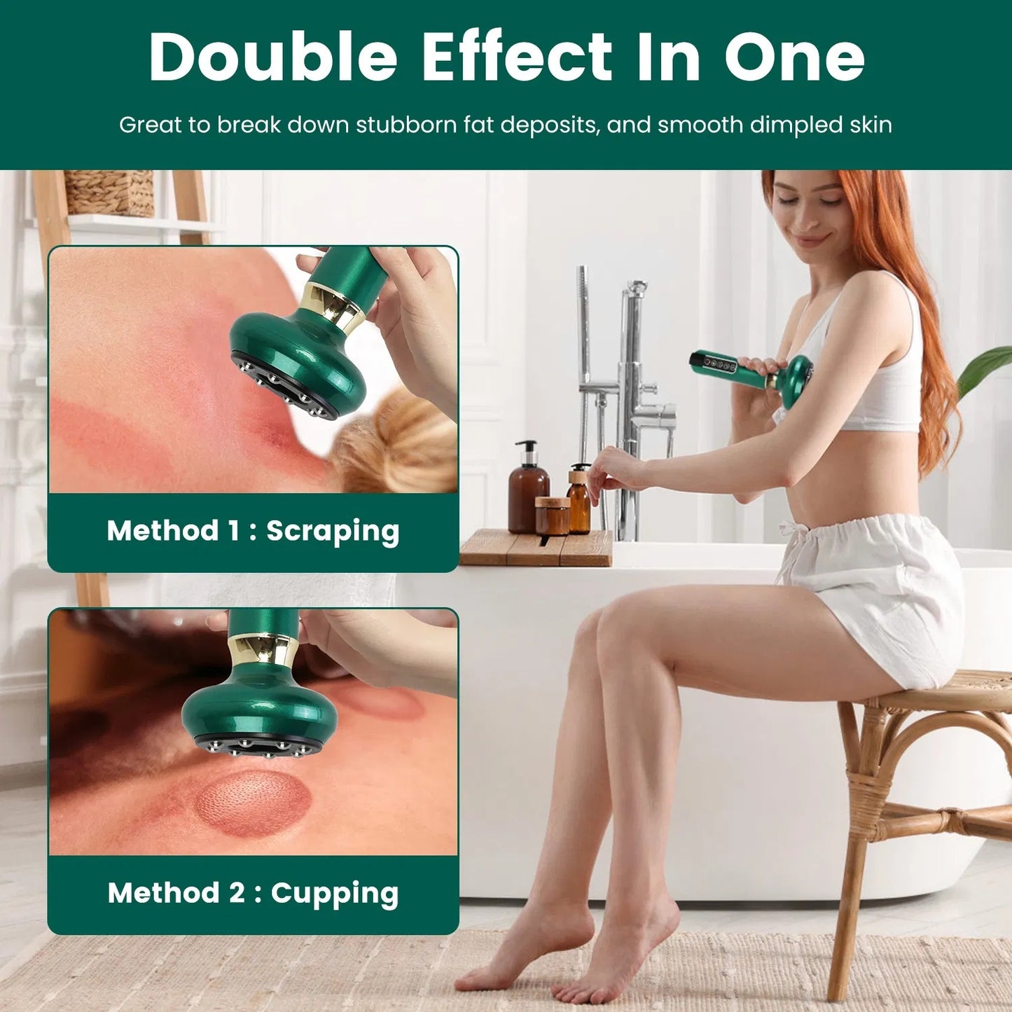 Anti Cellulite Massager Handheld Vacuum Suction Cupping Kit Beauty Tool With 12 Suction Mode 12 Heating 20Mins Auto-Off One-Key Pressure Release For Abdomen Thighs Buttocks Neck GPCT5424