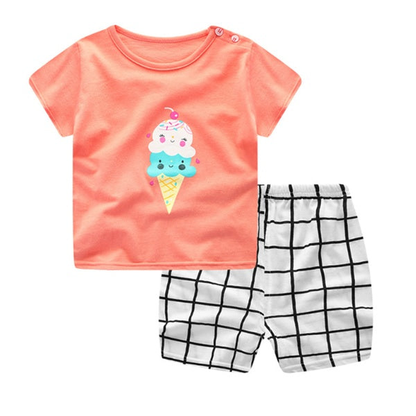 Kits Summer Clothes T-shirt Baby Girl Casual Clothing Sets