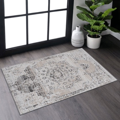 LOOM  LUXE Collection 2X3 Cream Ivory Bordered Non-Shedding Living Room Bedroom Dining Home Office Stylish And Stain Resistant Area Rug