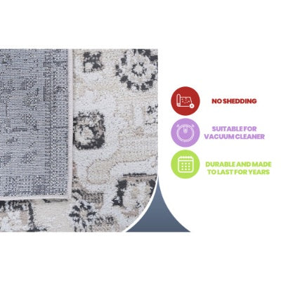 LOOM  LUXE Collection 2X3 Cream Ivory Bordered Non-Shedding Living Room Bedroom Dining Home Office Stylish And Stain Resistant Area Rug